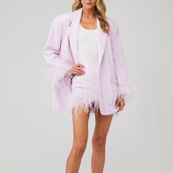 LAMARQUE $395 Galia Oversized Faux Leather Blazer in Pink - Picture 1 of 9